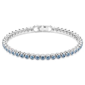 swarovski imber emily tennis bracelet round cut blue rhodium plated