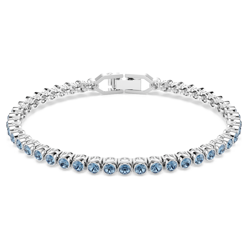 swarovski imber emily tennis bracelet  round cut  blue  rhodium plated