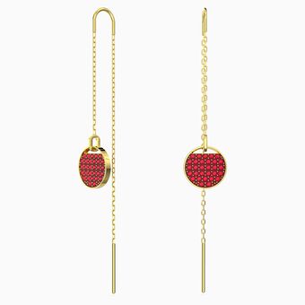 Ginger drop earrings, Red, Gold-tone plated