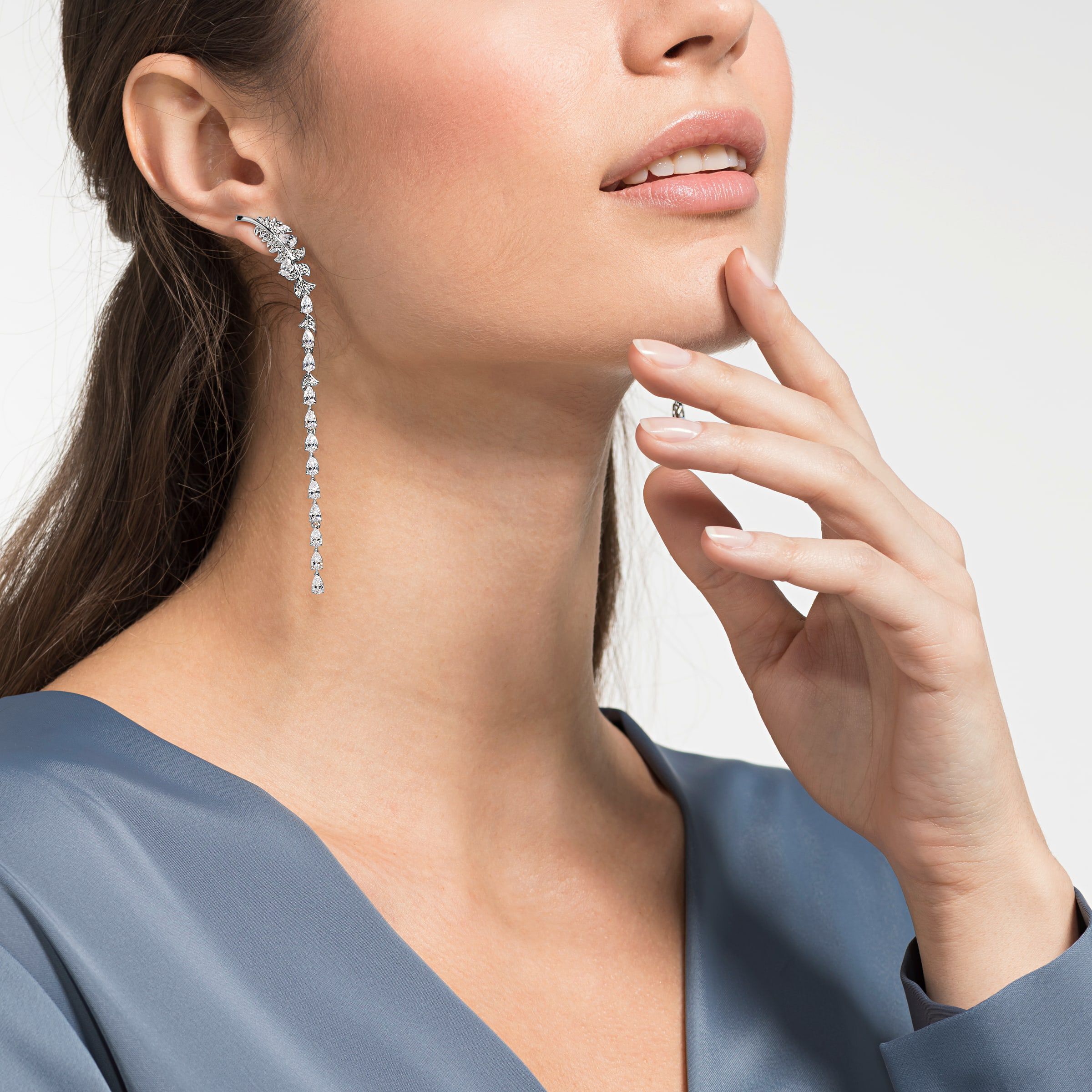 Buy Swarovski Nice Pierced Earrings White Rhodium plated