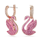 swarovski iconic swan drop earrings swan pink rose gold tone plated