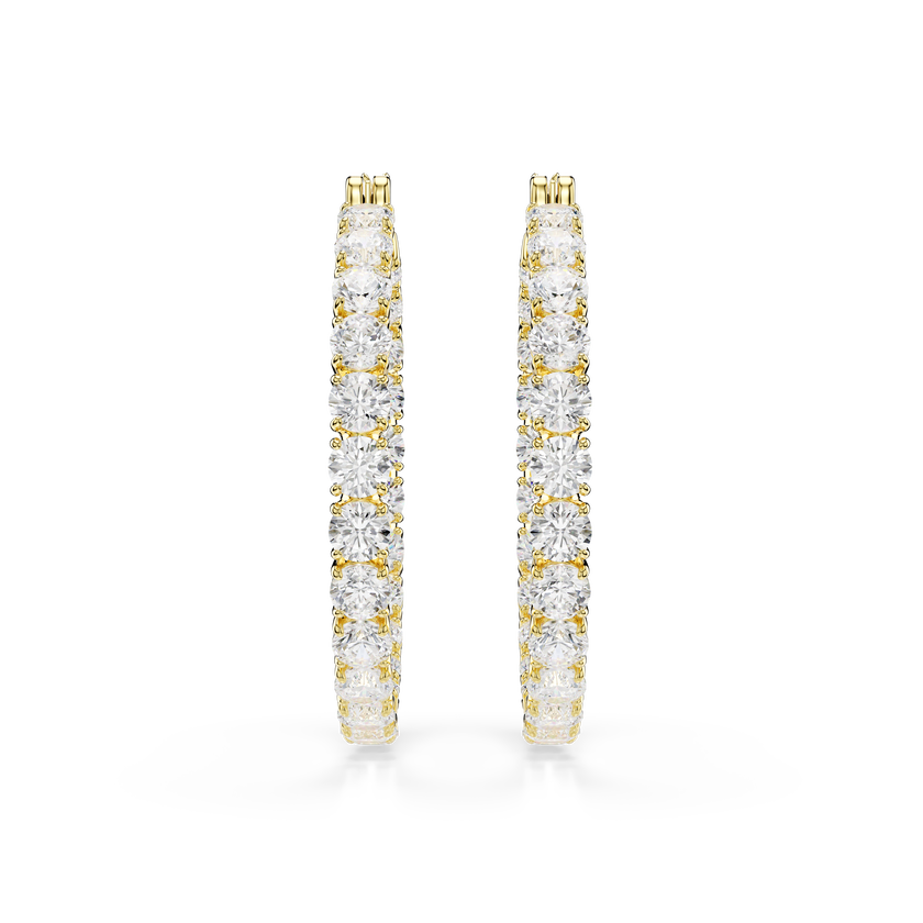 swarovski matrix hoop earrings  round cut  white  gold tone plated