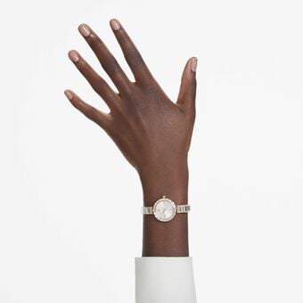 swarovski matrix bangle watch  swiss made  crystal bracelet  white  rose gold tone finish