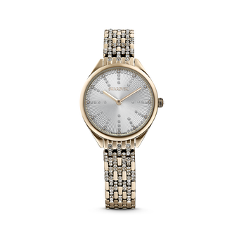 swarovski attract watch  swiss made  metal bracelet  gold tone  champagne gold tone finish