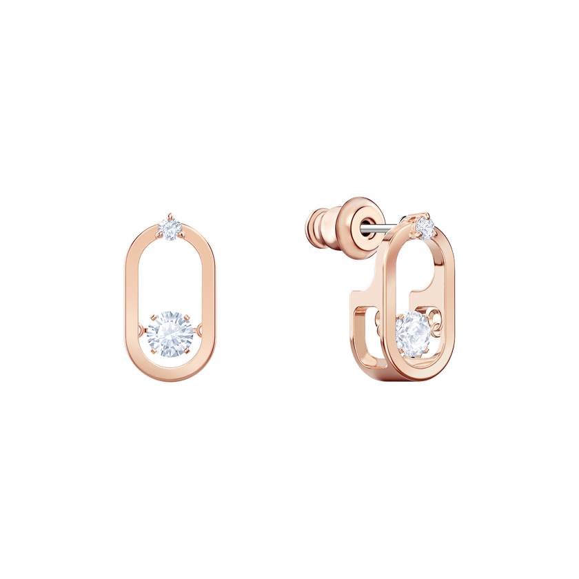 North Pierced Earrings, White, Rose gold plating