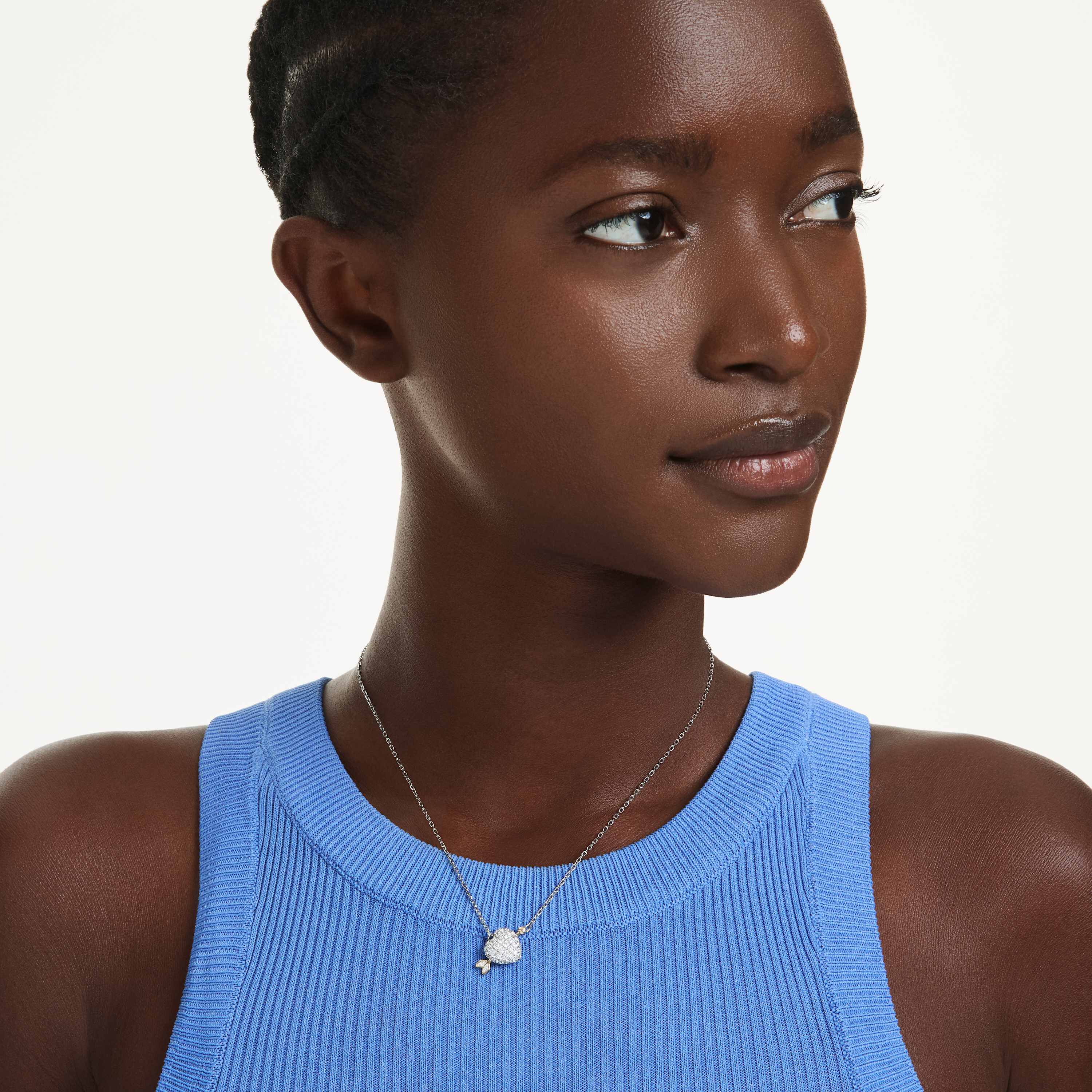 swarovski idyllia pendant  mixed cuts  heart  white  mixed metal finish