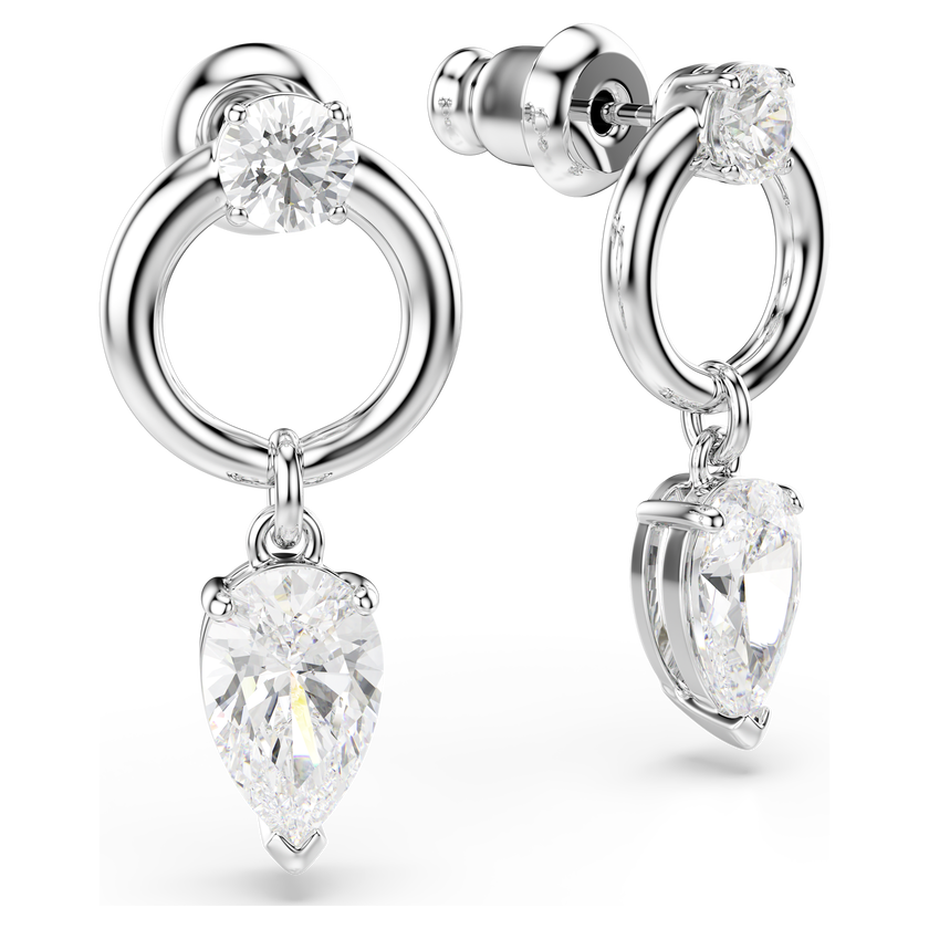 swarovski mesmera drop earrings  mixed cuts  white  rhodium plated