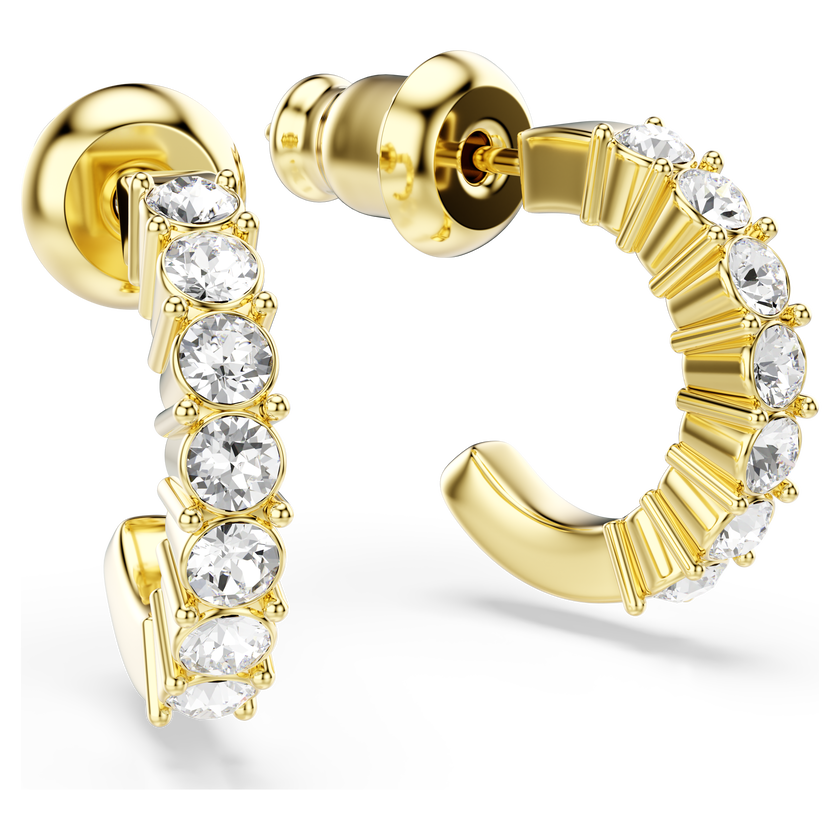 swarovski mini hoop earrings  round cut  white  18k gold finish