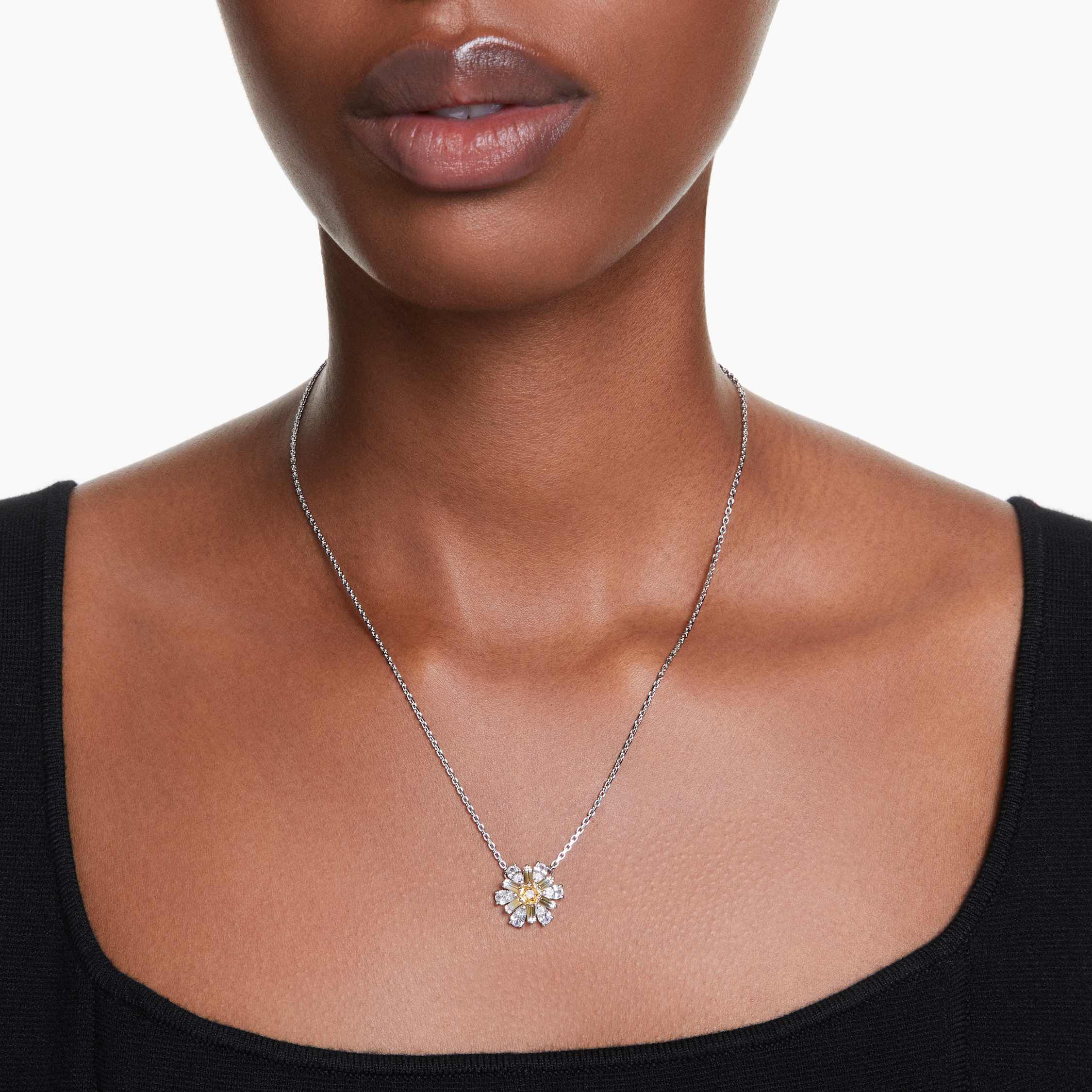 Buy Swarovski Idyllia pendant, Flower, Yellow, Rhodium plated Buy Swarovski Idyllia pendant, Flower, Yellow, Rhodium plated