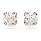 swarovski stilla stud earrings round cut white rose gold tone plated