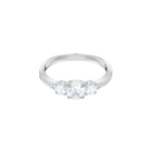 Attract Trilogy Round Ring, White, Rhodium Plating