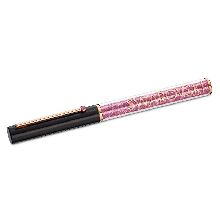 Crystalline Gloss Ballpoint Pen, Black and Pink, Rose-gold tone plated