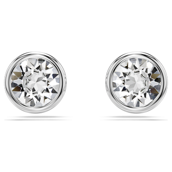 swarovski imber stud earrings round cut white rhodium plated