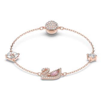 swarovski swan bracelet magnetic closure swan pink rose gold tone plated