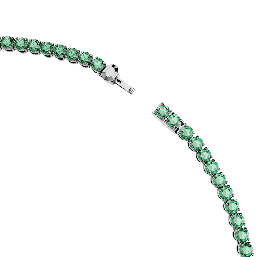 swarovski matrix tennis necklace  round cut  green  ruthenium plated