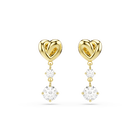 swarovski lifelong drop earrings  round cut  heart  white  gold tone plated