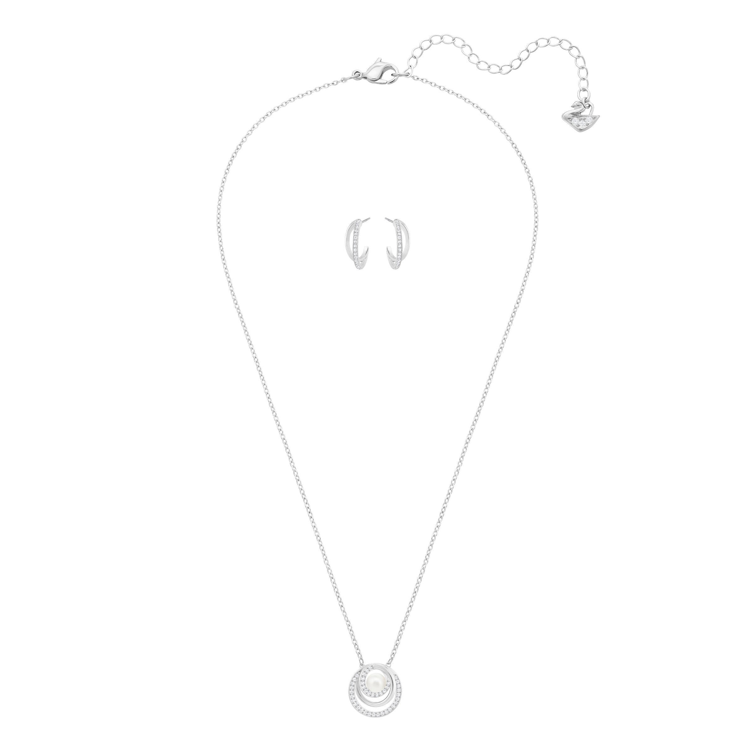 swarovski free set  white  rhodium plated