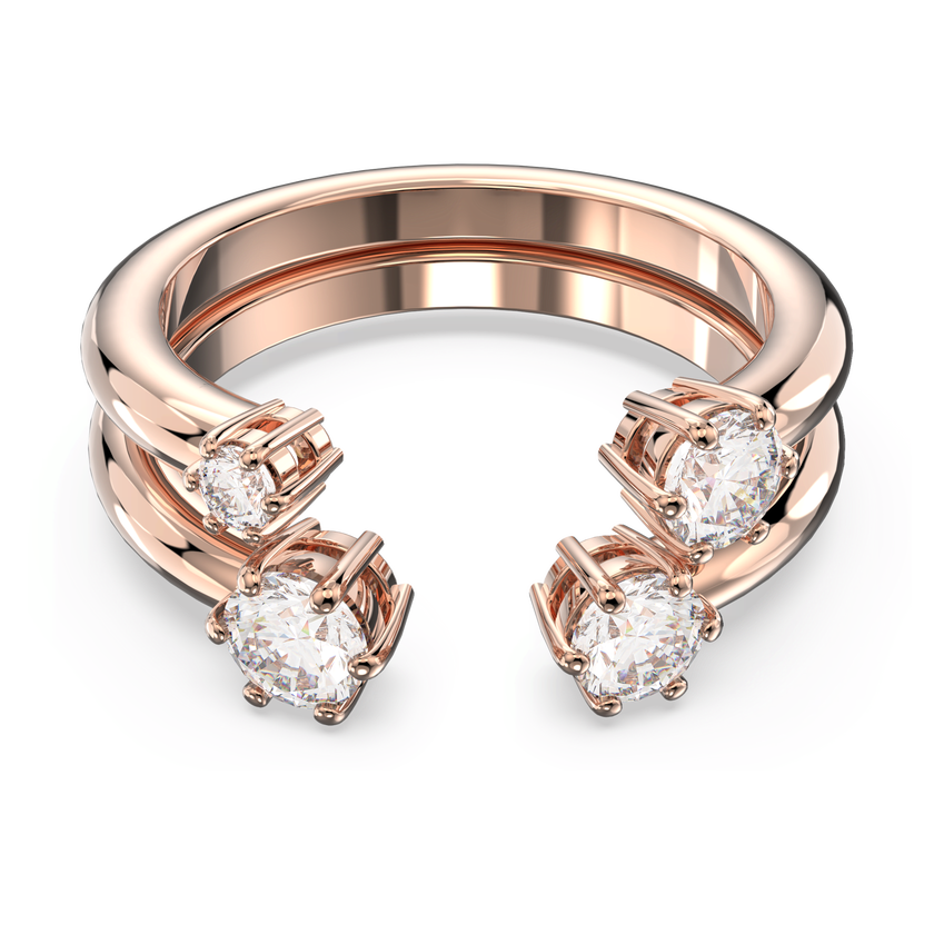 swarovski constella ring  set  2   round cut  white  rose gold tone plated
