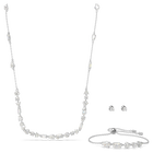 Mesmera set, Mixed cuts, Scattered design, White, Rhodium plated
