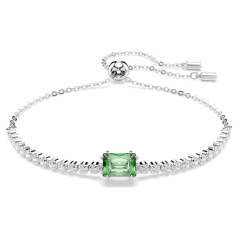 swarovski matrix tennis bracelet  mixed cuts  green  rhodium plated