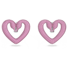swarovski una clip earrings heart medium pink rhodium plated