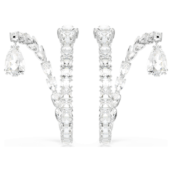 swarovski matrix hoop earrings  mixed cuts  white  rhodium plated