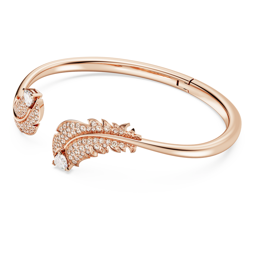 swarovski nice bangle  feather  white  rose gold tone plated