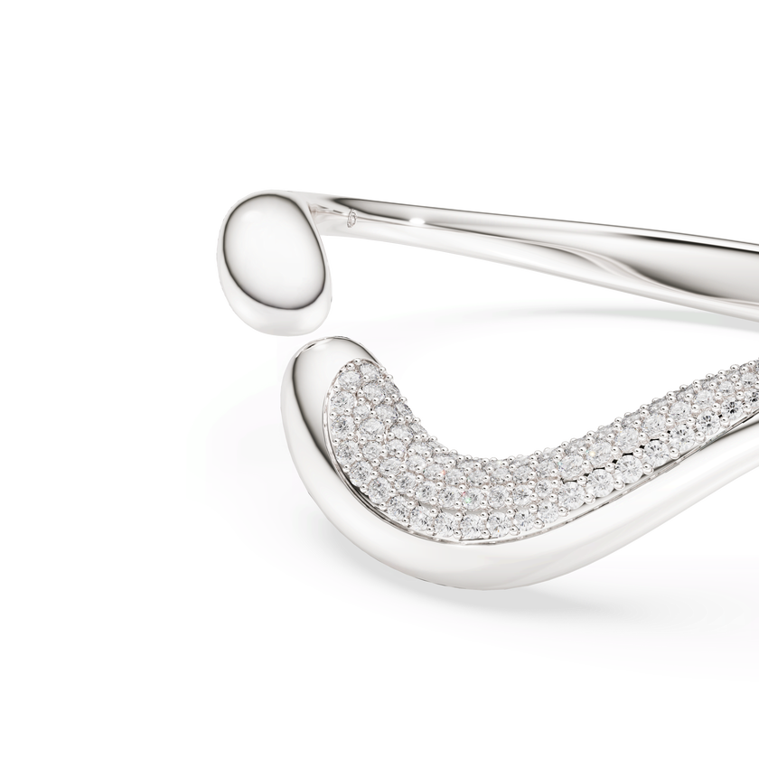 swarovski classica bangle  open  round cut  white  sterling silver
