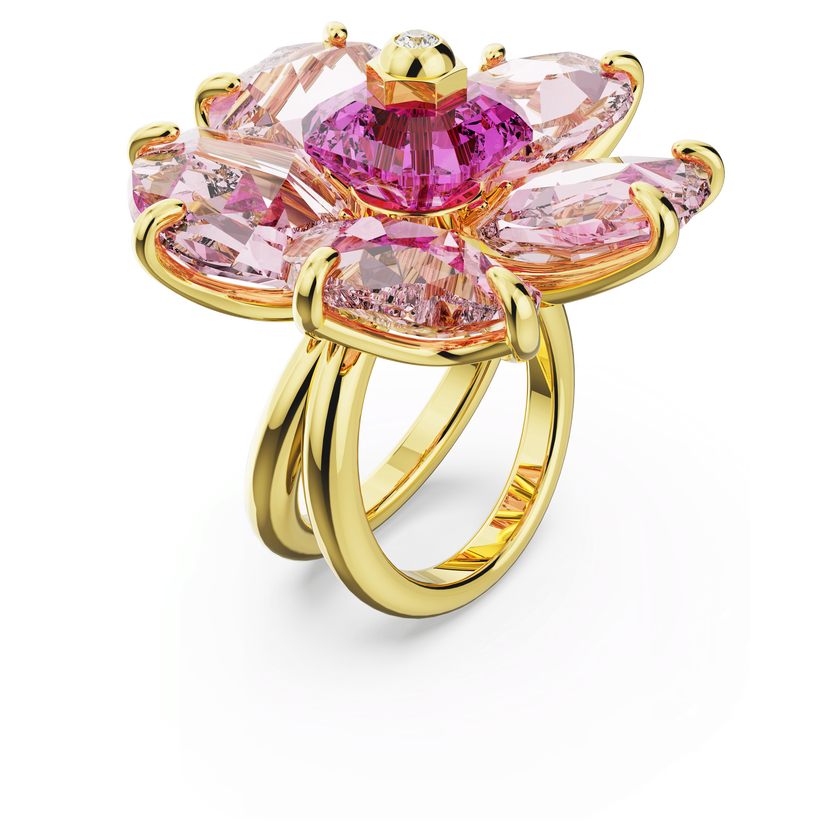 swarovski idyllia cocktail ring  flower  pink  gold tone plated