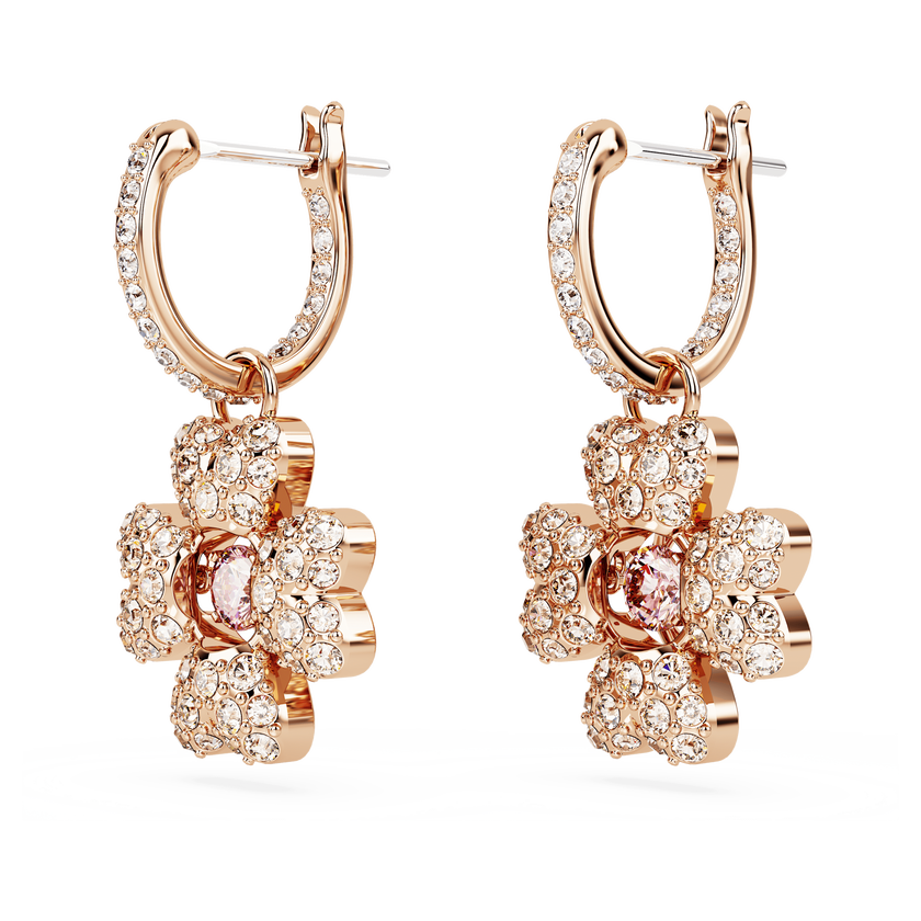 swarovski idyllia drop earrings  clover  white  rose gold tone plated