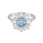 Sunshine Ring, Blue, Rhodium plated