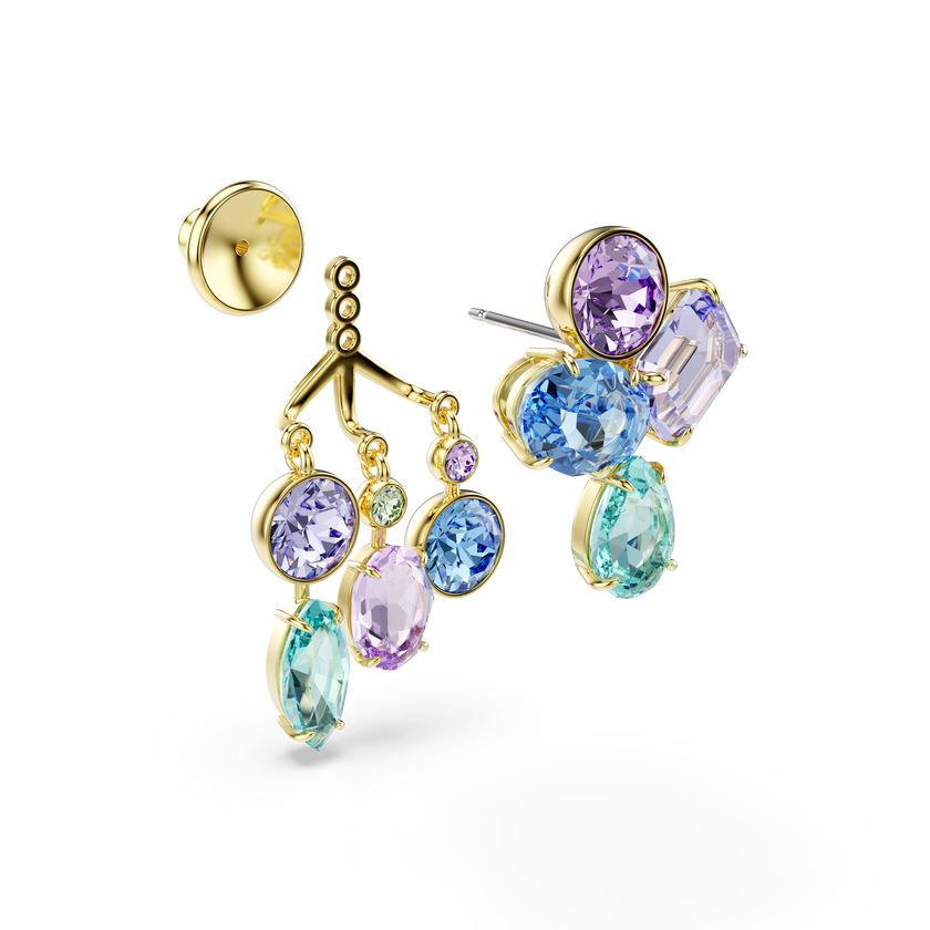 swarovski gema earring jackets  mixed cuts  multicolored  gold tone plated