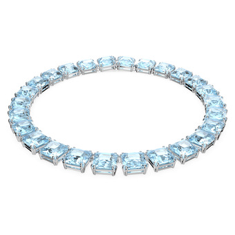 swarovski millenia necklace  square cut crystals  blue  rhodium plated