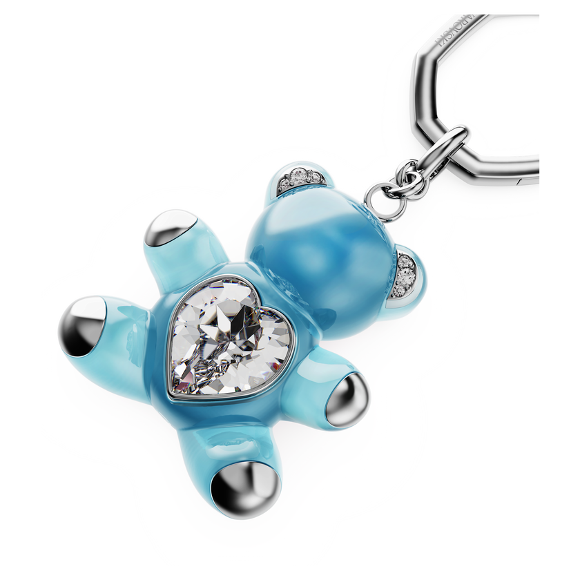 swarovski teddy key ring  bear  blue  rhodium plated
