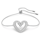 Una bracelet, Heart, Small, White, Rhodium plated