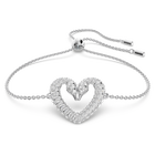 Una bracelet, Heart, Small, White, Rhodium plated
