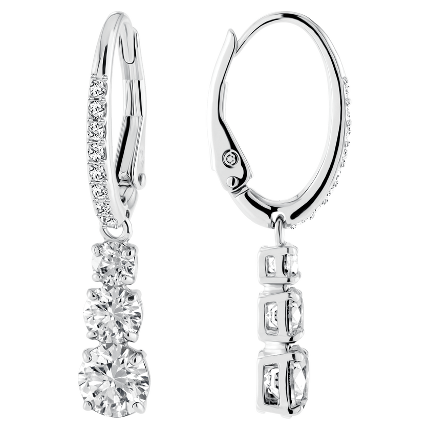 swarovski stilla attract hoop earrings  round cut  white  rhodium plated