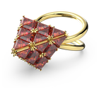 Curiosa cocktail ring, Triangle cut, Red, Gold-tone plated