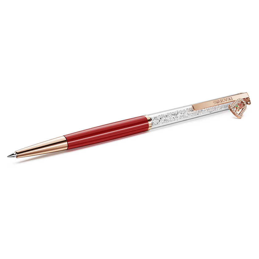 swarovski crystalline ballpoint pen  bell  red lacquered  rose gold tone plated