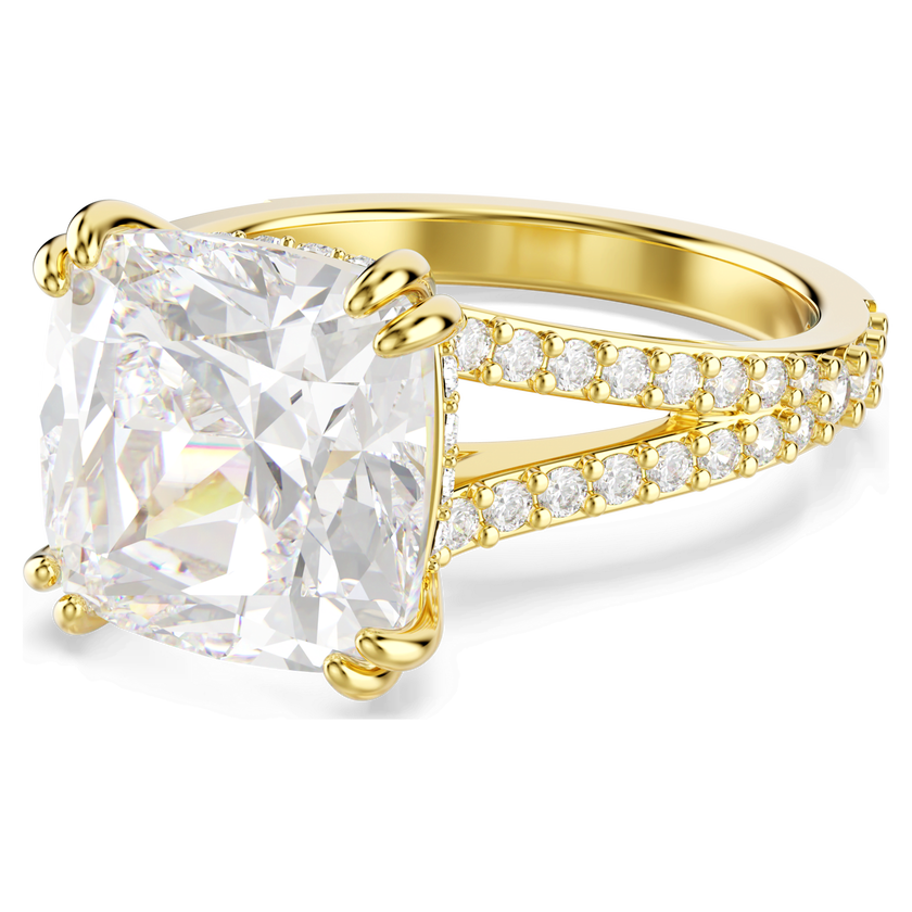 swarovski stilla cocktail ring  square cut  white  gold tone plated