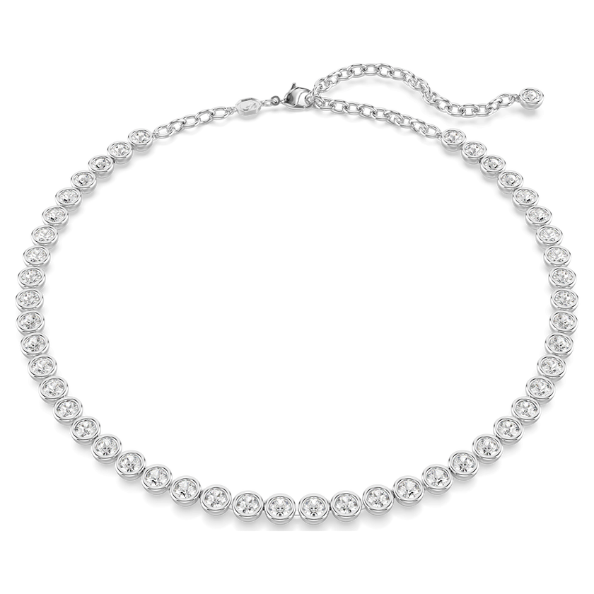 swarovski imber tennis necklace  round cut  white  rhodium plated