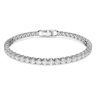 Tennis Deluxe bracelet, Round cut, White, Rhodium plated