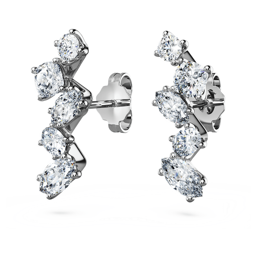 swarovski galaxy ear cuffs  lab grown diamonds 1 25 ct tw  mixed shapes  18k white gold