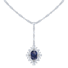 Palace Y Necklace, Blue, Rhodium plated