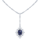 Palace Y necklace, Blue, Rhodium plated