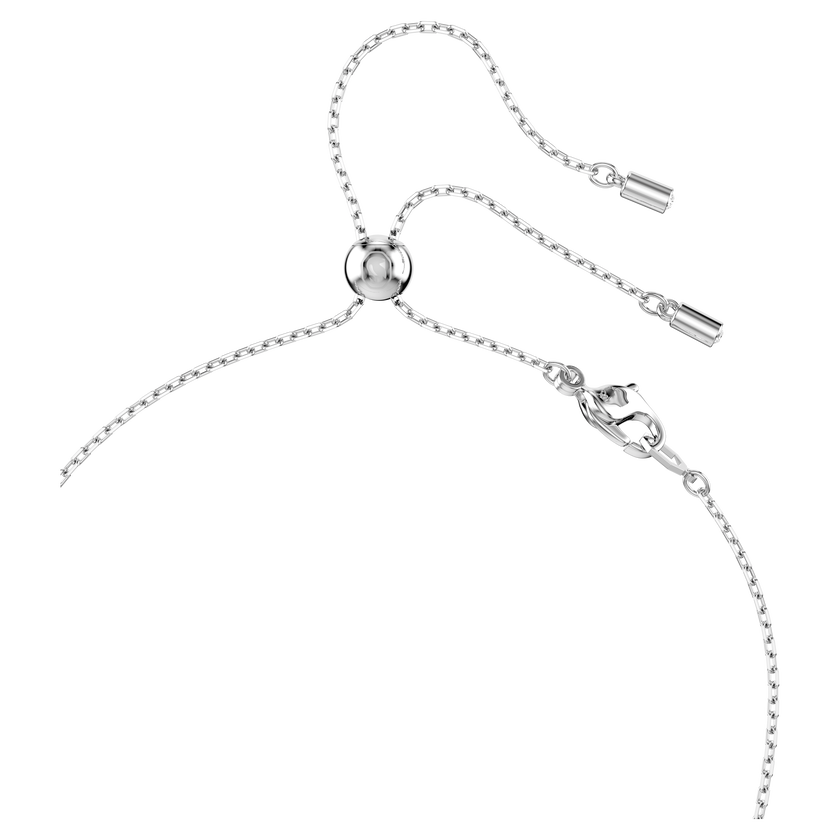 swarovski constella y necklace  crystal pearl  round cuts  white  rhodium plated
