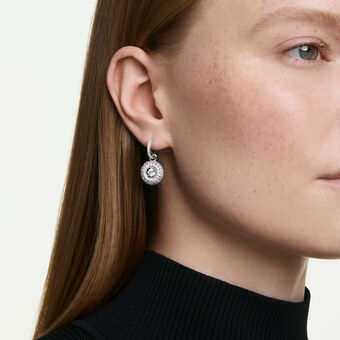 swarovski sublima drop earrings  round cut  white  rhodium plated