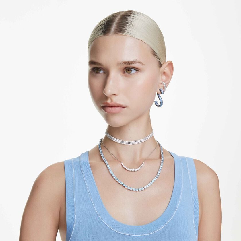 swarovski matrix necklace  gradient of round cuts  white  rhodium plated