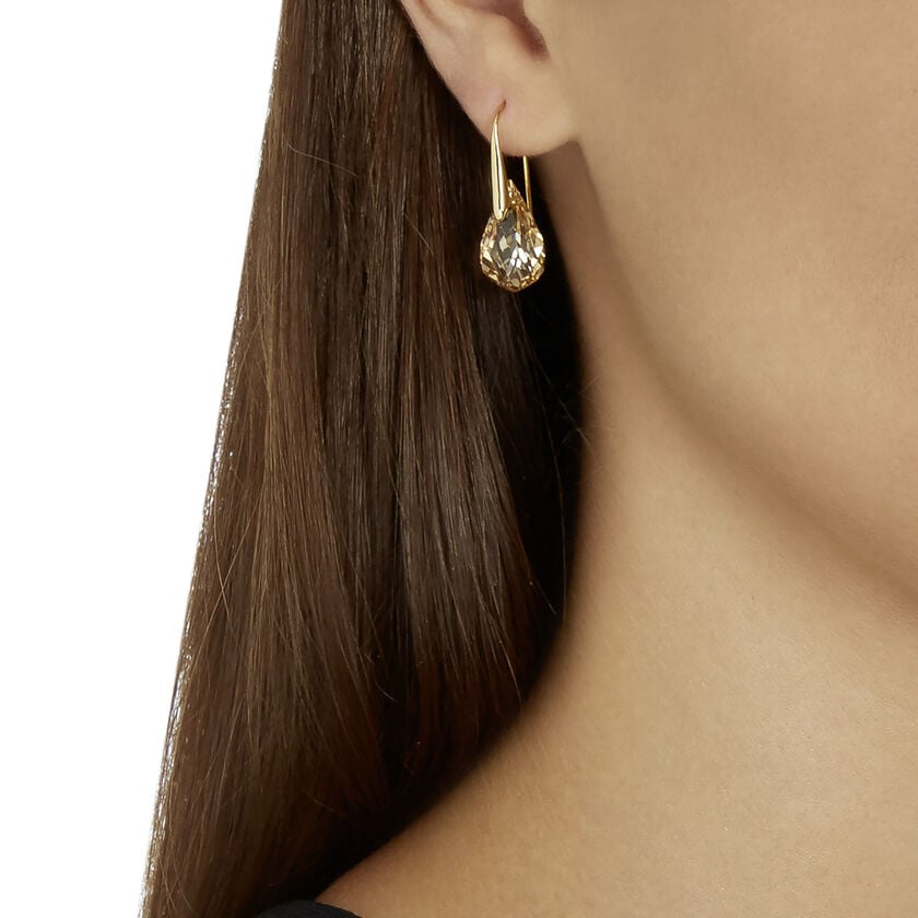 swarovski energic drop earrings  brown  gold tone plated