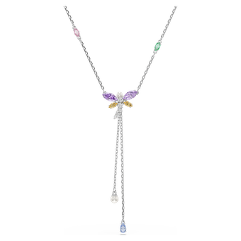ariana grande x swarovski y necklace  mixed cuts  dragonfly  multicolored  rhodium plated